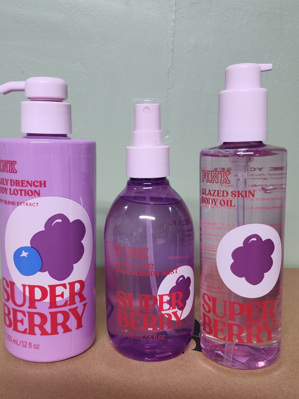 PINK Victoria's Secret Super Berry Bath & Body Trio — Light Purple